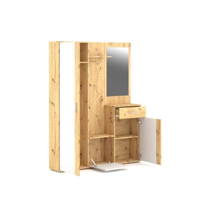 Ściana do przedpokoju z lustrem NOLAN dąb Artisan/biały