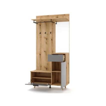 Ściana do przedpokoju z lustrem SVEN brąz/grafit