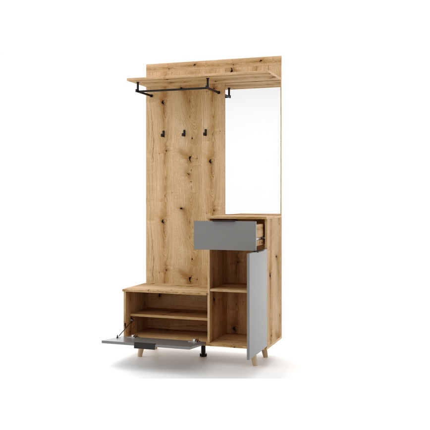 Ściana do przedpokoju z lustrem SVEN brąz/grafit