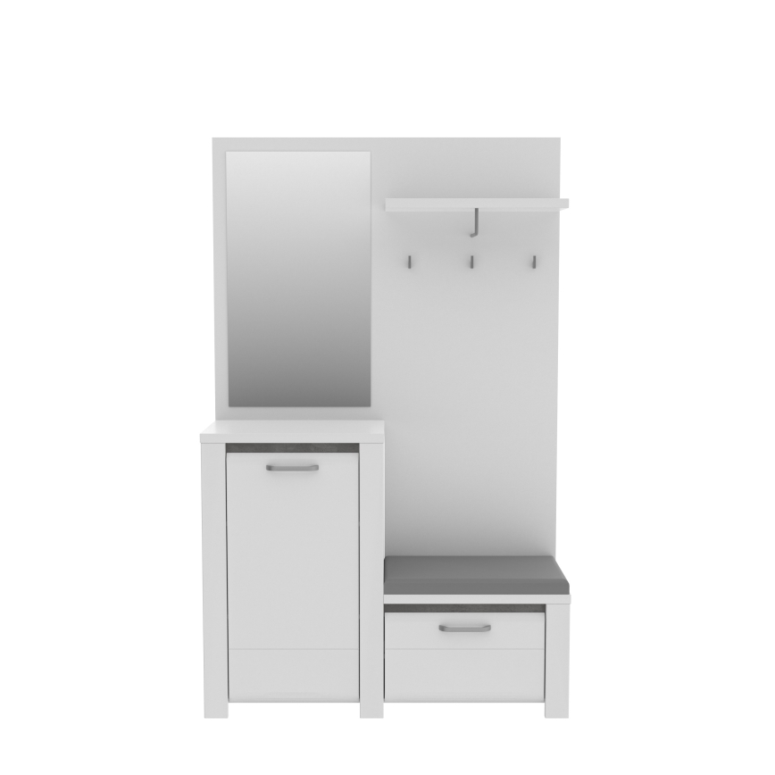 Ściana przedpokojowa z lustrem HIRO biała/szara