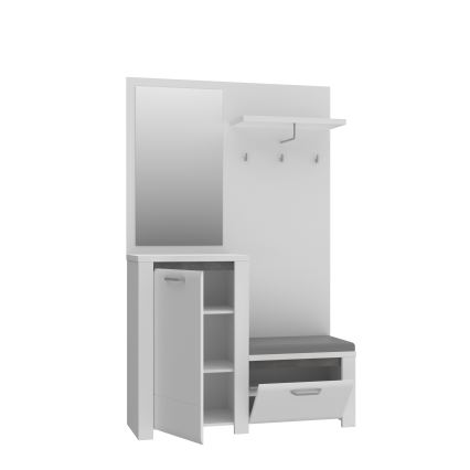 Ściana przedpokojowa z lustrem HIRO biała/szara