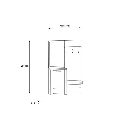 Ściana przedpokojowa z lustrem HIRO biała/szara