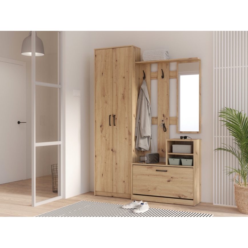 Ściana przedpokojowa z lustrem KAVI dąb artisan