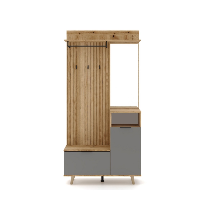 Ściana przedpokojowa z lustrem SVEN brąz/grafit