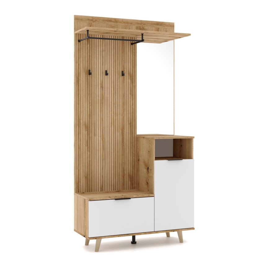 Ściana przedpokojowa z lustrem SVEN brązowo-biała