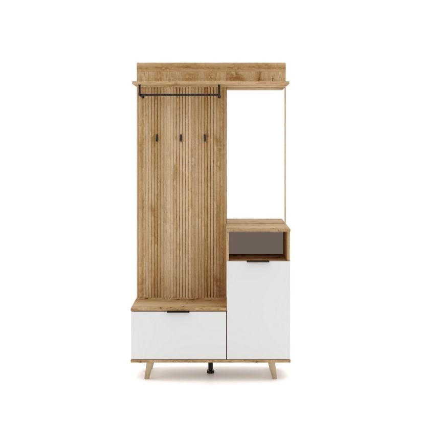 Ściana przedpokojowa z lustrem SVEN brązowo-biała