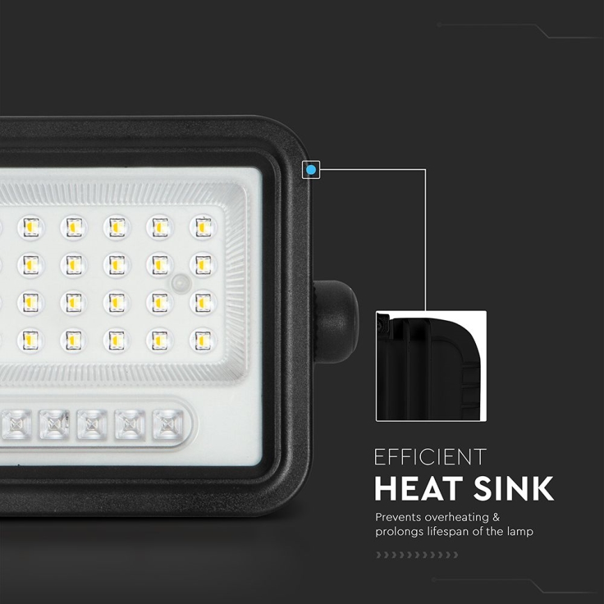 Solarny reflektor LED ściemnialny LED/50W/3,2V 2000-8000K IP65 3800 mAh czarny + pilot zdalnego sterowania