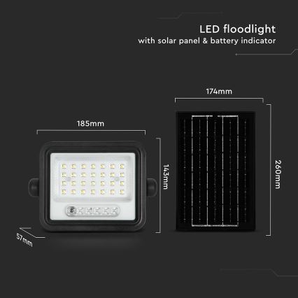 Solarny reflektor LED ściemnialny LED/50W/3,2V 2000-8000K IP65 3800 mAh czarny + pilot zdalnego sterowania