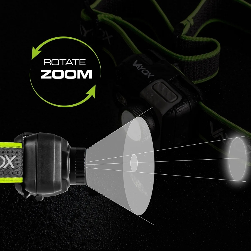 Ściemnialna ładowalna czołówka LED/10W/5V/3xAAA IP66 800 lm 1000 mAh