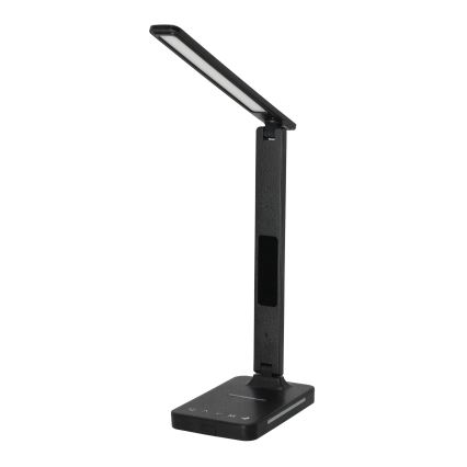 Lampa stołowa LED z funkcją ściemniania i ładowaniem bezprzewodowym QI, wyświetlacz i port USB LED/7W/230V 3000-6000K czarna
