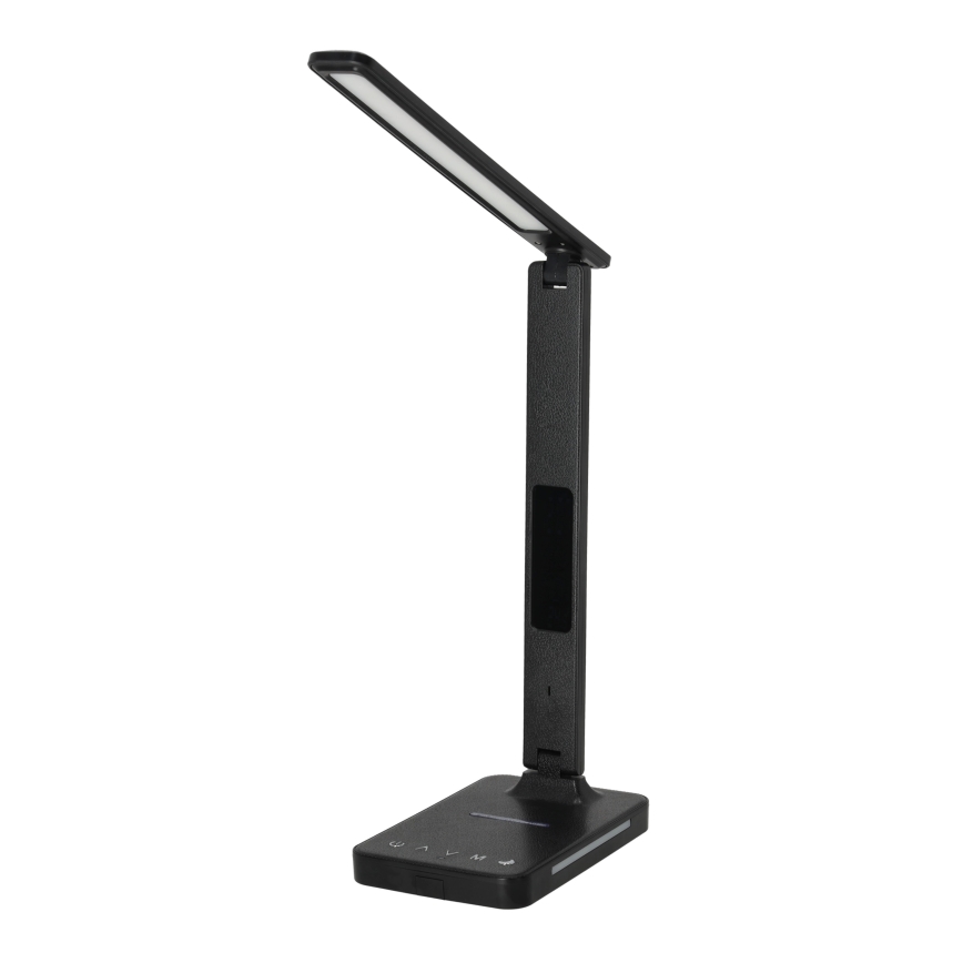 Lampa stołowa LED z funkcją ściemniania i ładowaniem bezprzewodowym QI, wyświetlacz i port USB LED/7W/230V 3000-6000K czarna