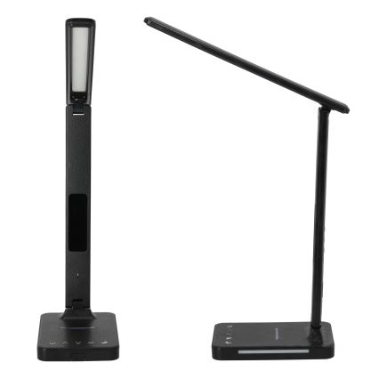 Lampa stołowa LED z funkcją ściemniania i ładowaniem bezprzewodowym QI, wyświetlacz i port USB LED/7W/230V 3000-6000K czarna