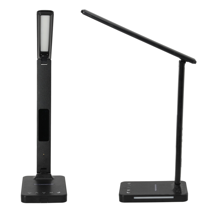 Lampa stołowa LED z funkcją ściemniania i ładowaniem bezprzewodowym QI, wyświetlacz i port USB LED/7W/230V 3000-6000K czarna