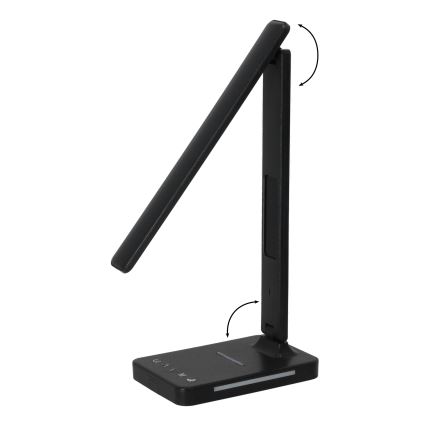 Lampa stołowa LED z funkcją ściemniania i ładowaniem bezprzewodowym QI, wyświetlacz i port USB LED/7W/230V 3000-6000K czarna