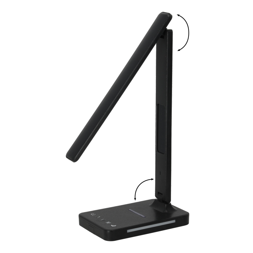 Lampa stołowa LED z funkcją ściemniania i ładowaniem bezprzewodowym QI, wyświetlacz i port USB LED/7W/230V 3000-6000K czarna