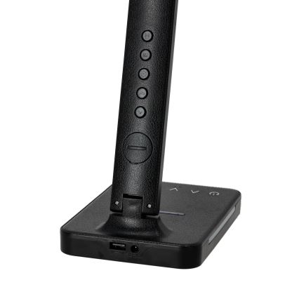 Lampa stołowa LED z funkcją ściemniania i ładowaniem bezprzewodowym QI, wyświetlacz i port USB LED/7W/230V 3000-6000K czarna