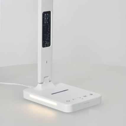 Lampa stołowa LED z funkcją ściemniania i ładowaniem bezprzewodowym QI, wyświetlacz i port USB LED/7W/230V 3000-6000K białe
