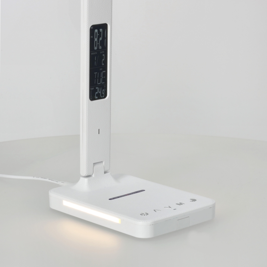 Lampa stołowa LED z funkcją ściemniania i ładowaniem bezprzewodowym QI, wyświetlacz i port USB LED/7W/230V 3000-6000K białe