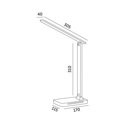 Lampa stołowa LED z funkcją ściemniania i ładowaniem bezprzewodowym QI, wyświetlacz i port USB LED/7W/230V 3000-6000K białe