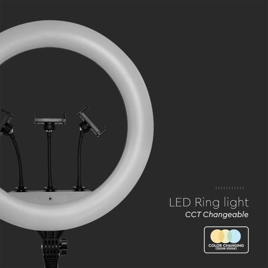 Ściemnialna lampa LED ze statywem i uchwytem do vlogowania LED/55W/230V CRI 90 + pilot zdalnego sterowania