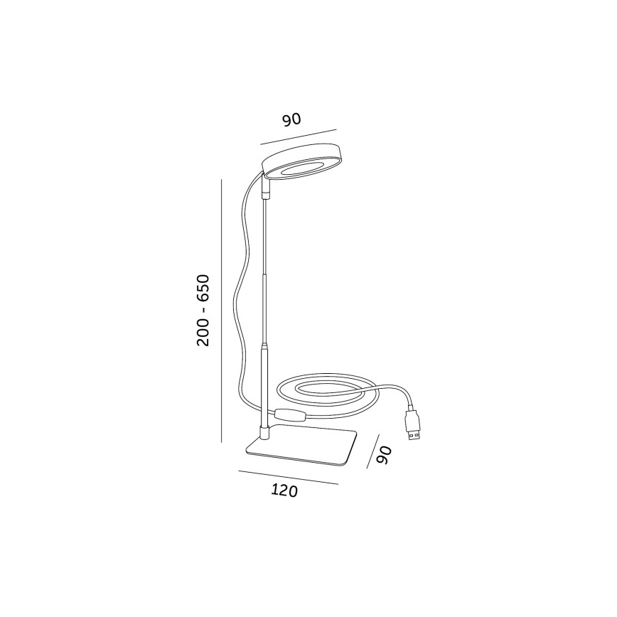 Ściemnialna lampa biurkowa LED do uprawy roślin VERDI LED/5W/5V 1300K CRI 95 biała