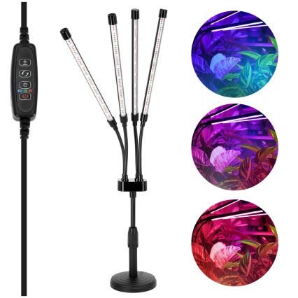 LED z regulacją jasności giętna lampa biurkowa do uprawy roślin VITARO 4xLED/10W/230V czarna