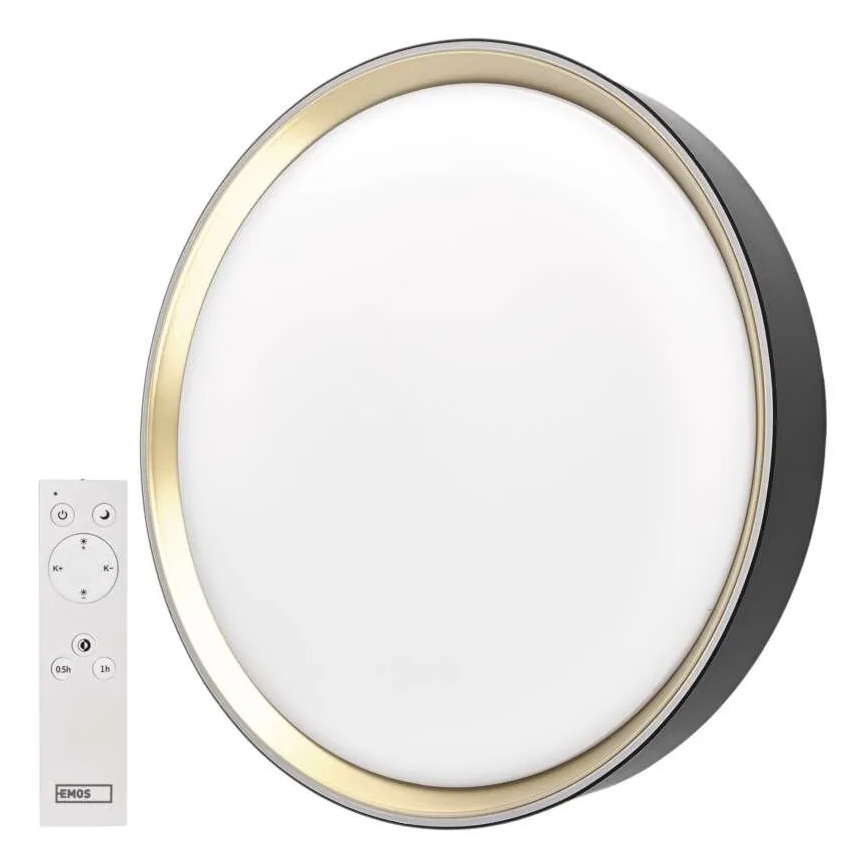 Ściemniwalna oprawa sufitowa LED ILVI LED/45W/230V 2700-6500K śr. 50 cm czarny/mosiądz + pilot