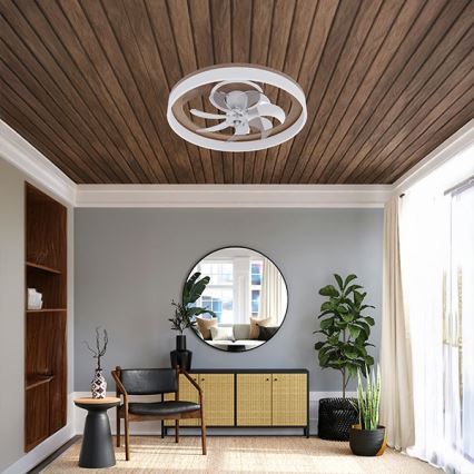 LED ściemnialna lampa sufitowa z wentylatorem LED/40W/230V 3000-6500K brązowy/biały + pilot zdalnego sterowania