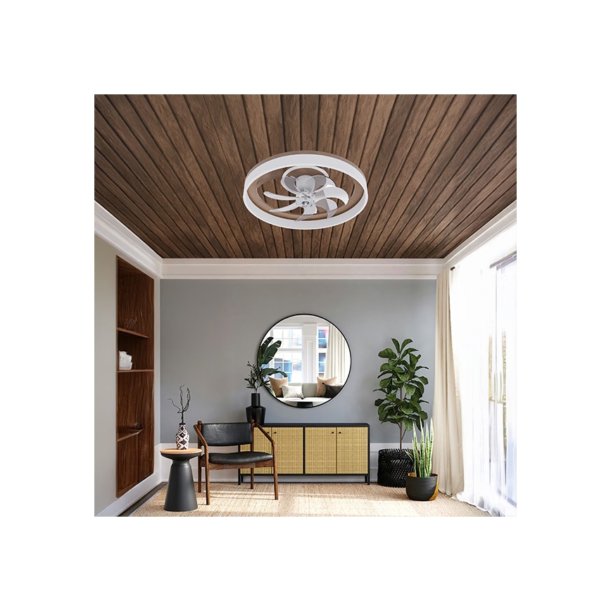 LED ściemnialna lampa sufitowa z wentylatorem LED/40W/230V 3000-6500K brązowy/biały + pilot zdalnego sterowania