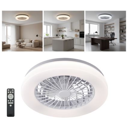 LED ściemnialna lampa sufitowa z wentylatorem VENTELUX LED/24W/230V 3000/4000/6500K Ø 45 cm biała + pilot zdalnego sterowania