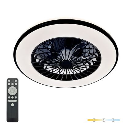 Ściemnialna lampa sufitowa LED z wentylatorem VENTELUX LED/48W/230V 3000/4000/6500K Ø 48,5 cm czarna + pilot zdalnego sterowania