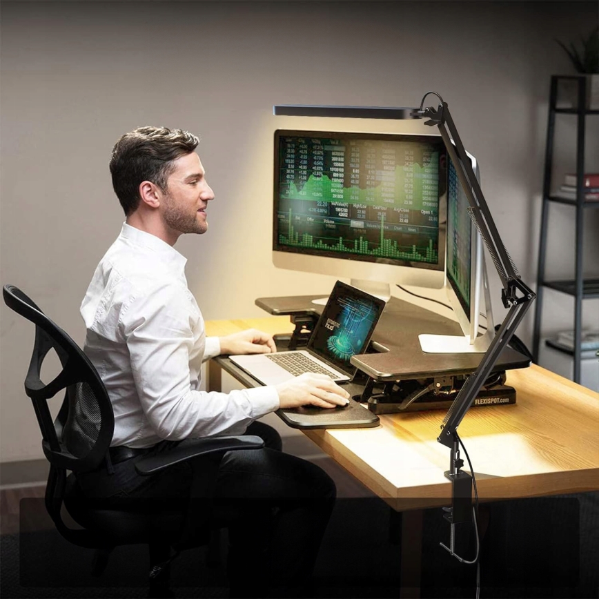 LED dotykowo ściemnialna giętka lampka biurkowa z klipsem LED/10W/5/230V 3000/4000/6000K czarna