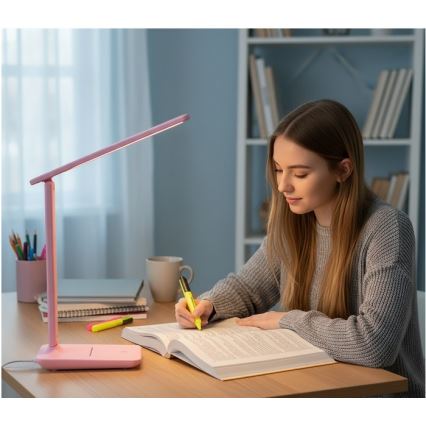 Ściemnialna lampka biurkowa NOBLITE N LED/7W/230V 3000/4000/6500K różowa