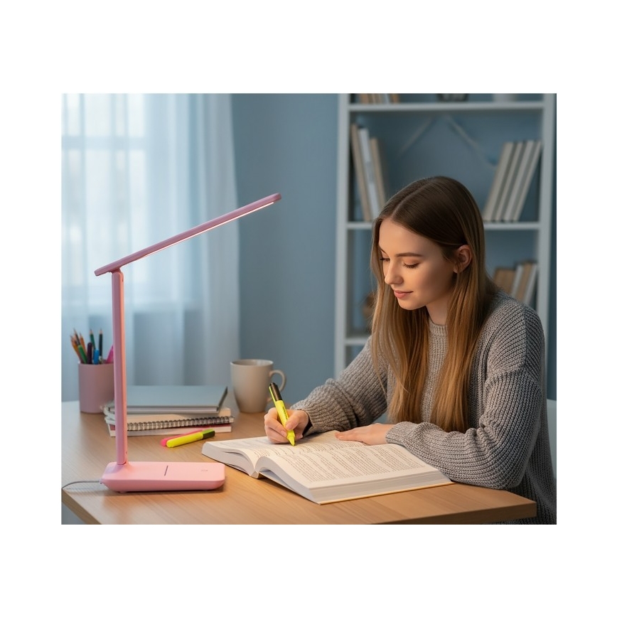 Ściemnialna lampka biurkowa NOBLITE N LED/7W/230V 3000/4000/6500K różowa