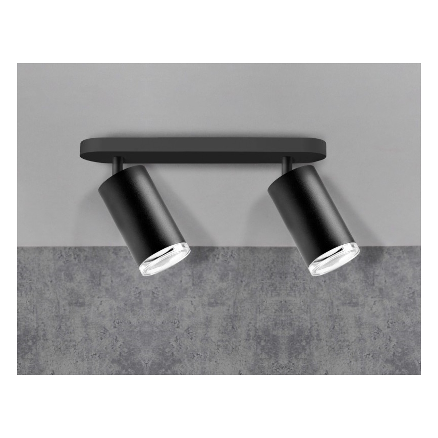 LED RGBW ściemnialna punktowa oprawa łazienkowa TURYN 2xGU10/4,8W/230V 3000K IP44 czarna + zdalne sterowanie