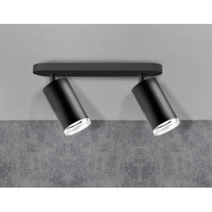 LED RGBW ściemnialna punktowa oprawa łazienkowa TURYN 2xGU10/6W/230V 3000K IP44 czarna + zdalne sterowanie