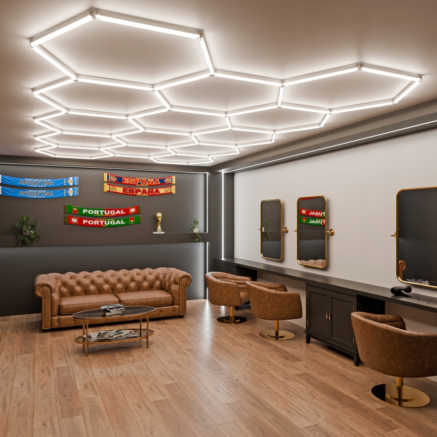 Ściemnialna oprawa sufitowa LED HEXAGON LED/570W/85-265V 5000K 522x298 cm CRI 90 IP54 biała