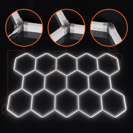 Ściemnialna oprawa sufitowa LED HEXAGON LED/570W/85-265V 5000K 522x298 cm CRI 90 IP54 biała