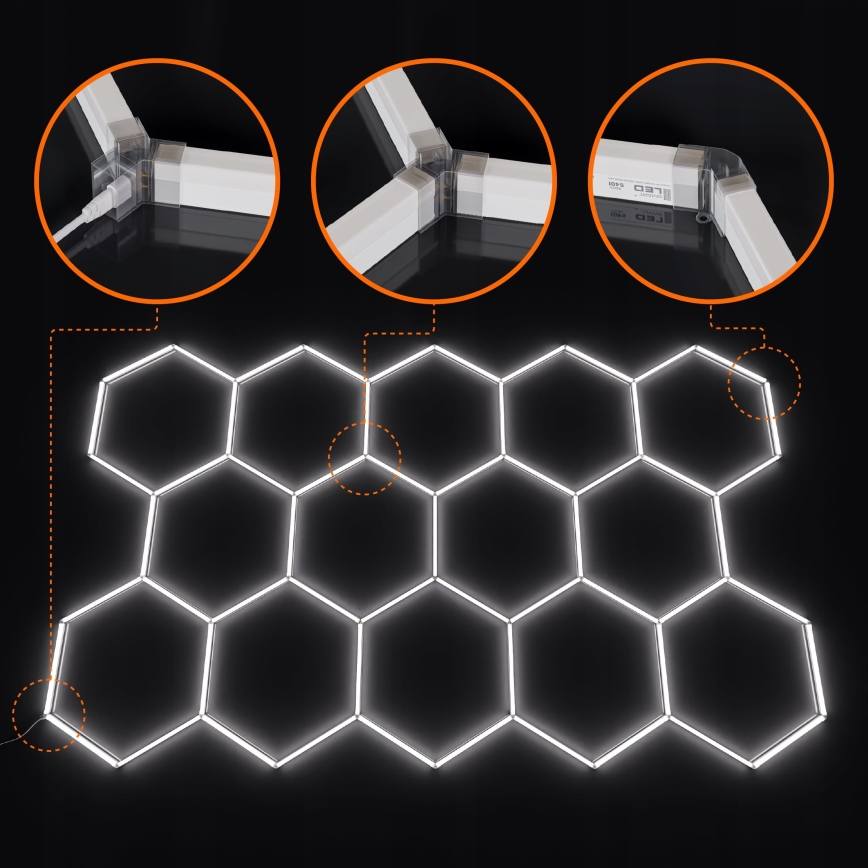 Ściemnialna oprawa sufitowa LED HEXAGON LED/570W/85-265V 5000K 522x298 cm CRI 90 IP54 biała