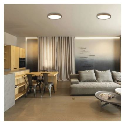 Ściemnialna lampa sufitowa LED ILVI LED/30W/230V 2700-6500K śr. 40 cm dekor drewna + pilot zdalnego sterowania