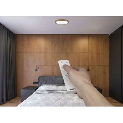 Ściemnialna lampa sufitowa LED ILVI LED/30W/230V 2700-6500K śr. 40 cm dekor drewna + pilot zdalnego sterowania
