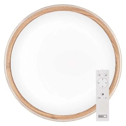 Ściemnialna lampa sufitowa LED ILVI LED/30W/230V 2700-6500K śr. 40 cm dekor drewna + pilot zdalnego sterowania