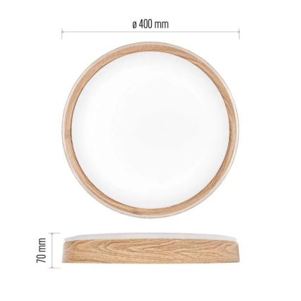 Ściemnialna lampa sufitowa LED ILVI LED/30W/230V 2700-6500K śr. 40 cm dekor drewna + pilot zdalnego sterowania