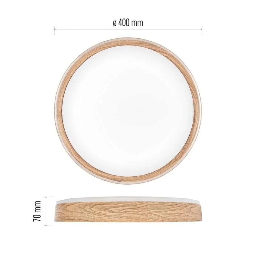Ściemnialna lampa sufitowa LED ILVI LED/30W/230V 2700-6500K śr. 40 cm dekor drewna + pilot zdalnego sterowania