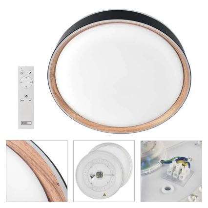 Ściemniwalna lampa sufitowa LED ILVI LED/45W/230V 2700-6500K śr. 50 cm czarny/beżowy + pilot zdalnego sterowania
