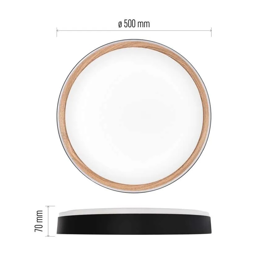 Ściemniwalna lampa sufitowa LED ILVI LED/45W/230V 2700-6500K śr. 50 cm czarny/beżowy + pilot zdalnego sterowania
