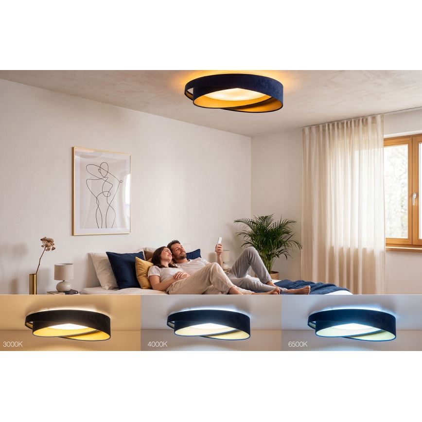 Ściemnialna lampa sufitowa LED SMART GALAXY MODERN LED/24W/230V 3000-6500K śr. 55 cm niebieska/złota + pilot zdalnego sterowania