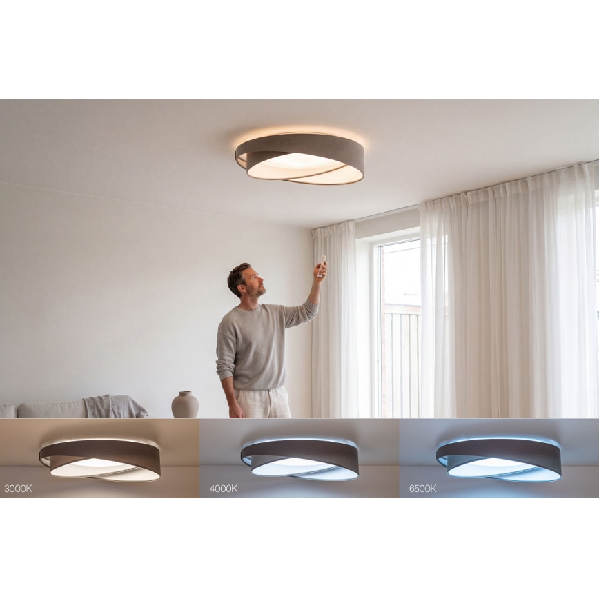 LED ściemnialna lampa sufitowa SMART GALAXY MODERN LED/24W/230V 3000-6500K śr. 55 cm szara/biała + pilot zdalnego sterowania