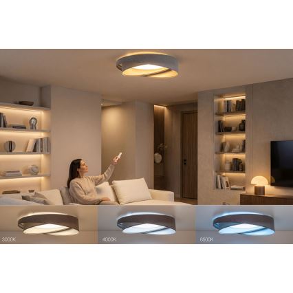 Ściemnialna lampa sufitowa SMART GALAXY MODERN LED/24W/230V 3000-6500K śr. 55 cm szary/srebrny + pilot zdalnego sterowania