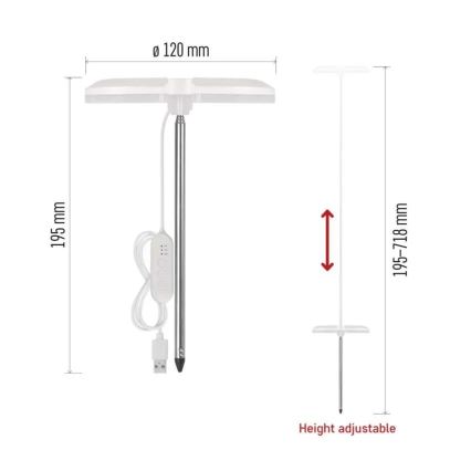 Ściemnialna wewnętrzna lampa LED do uprawy roślin GROW LED/8W/5V